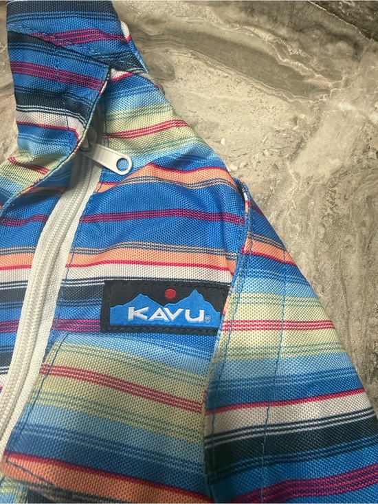 Kavu Handbags - Kavu Blue Striped Hooded Jacket with Multicolor Accents